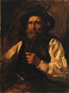 Portrait of a man with a pipe, c1930. Creator: Gejza Kukán