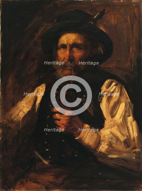 Portrait of a man with a pipe, c1930. Creator: Gejza Kukán.