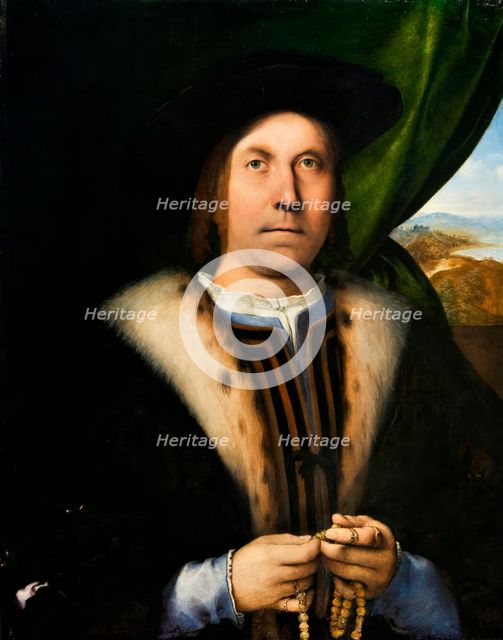 Portrait of a Man with a Rosary, c1520. Creator: Lorenzo Lotto.