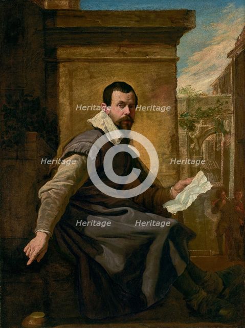 Portrait of a Man with a Sheet of Music, about 1620. Creator: Domenico Fetti.