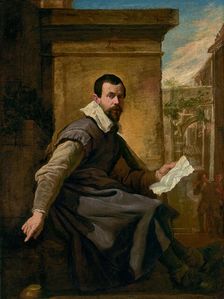 Portrait of a Man with a Sheet of Music, about 1620. Creator: Domenico Fetti