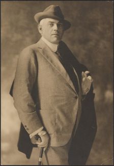 Portrait of a Man with Cane and Gloves, 1907-1943. Creator: Louis Fleckenstein