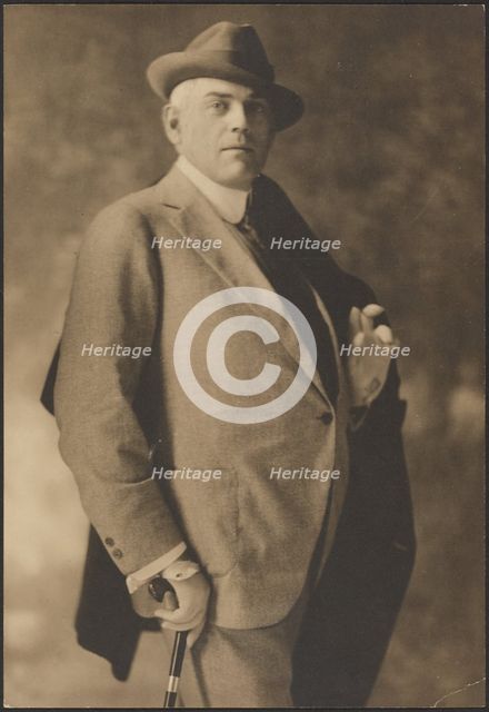 Portrait of a Man with Cane and Gloves, 1907-1943. Creator: Louis Fleckenstein.