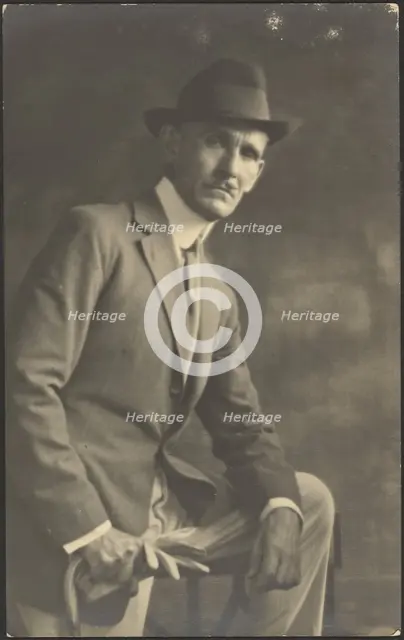 Portrait of a Man with Cane and Gloves, 1907-1943. Creator: Louis Fleckenstein.