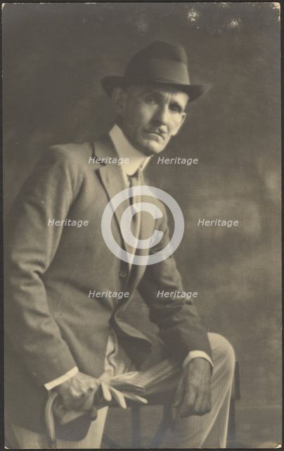 Portrait of a Man with Cane and Gloves, 1907-1943. Creator: Louis Fleckenstein.