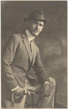 Portrait of a Man with Cane and Gloves, 1907-1943. Creator: Louis Fleckenstein