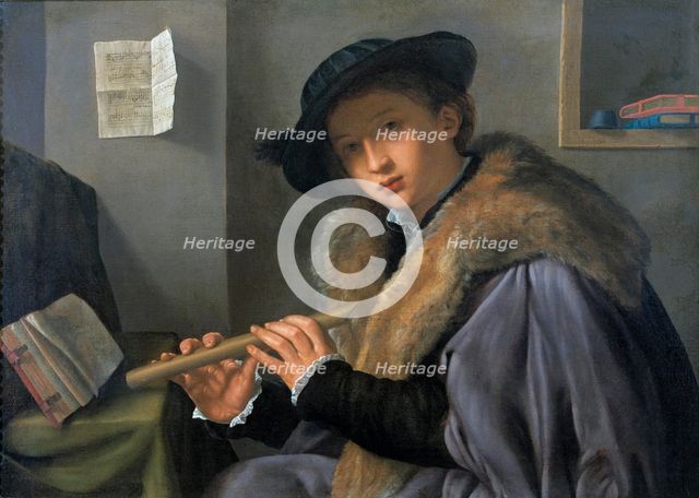 Portrait of a man with flute, c. 1525.