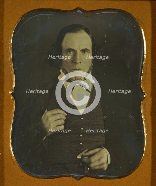 Portrait of a man with fringe beard, 1846-1856. Creator: Abraham Bogardus.
