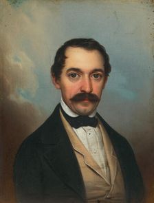Portrait of a man with moustache, 1847. Creator: Gustáv Müller