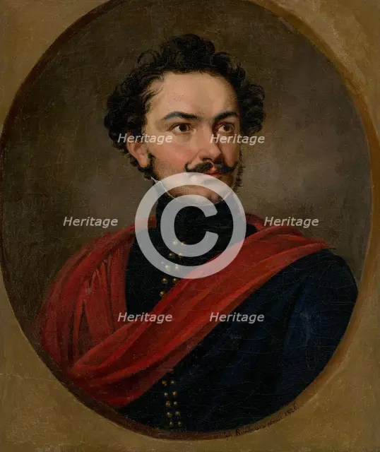 Portrait of a man with moustache, 1826. Creator: János Rombauer.