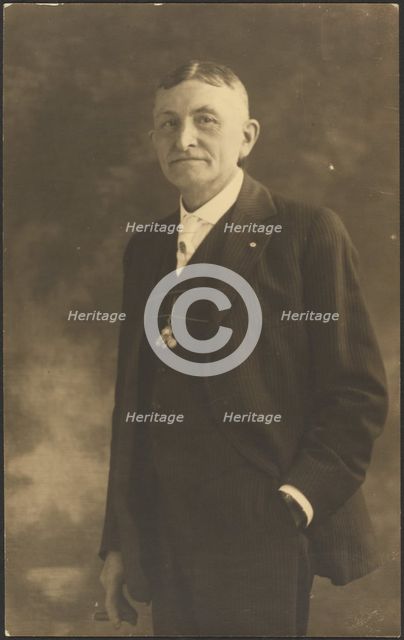 Portrait of a Man with Ornate Watch Fob, 1907-1943. Creator: Louis Fleckenstein.