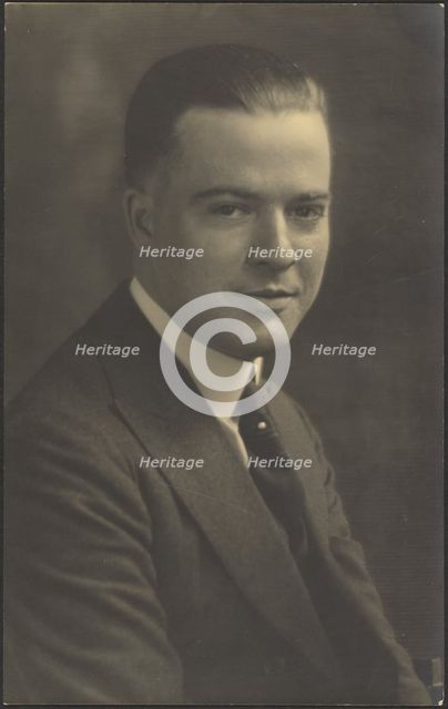 Portrait of a Man with Pearl Tie Pin, 1907-1943. Creator: Louis Fleckenstein.