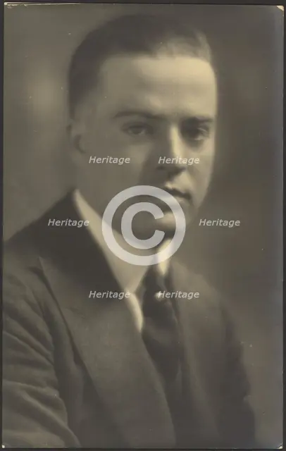 Portrait of a Man with Pearl Tie Pin, 1907-1943. Creator: Louis Fleckenstein.