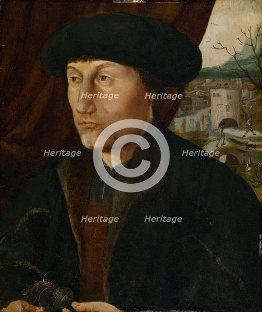 Portrait of a Man with Rosary; Portrait of Man in a Beret, 1520-1530. Creator: Kolinsky Master.