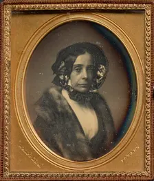 Portrait of a Middle-aged Woman in Bonnet and Fur Wrap, 1846-1853. Creator: John Adams Whipple