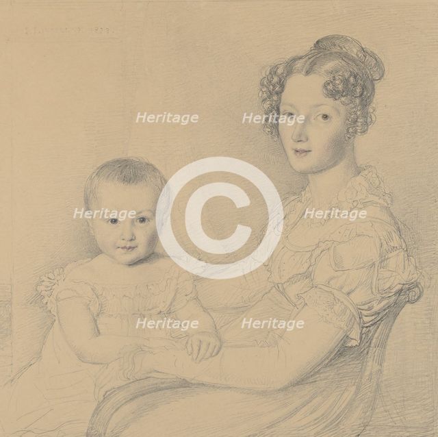 Portrait of a Mother and Child, 1823. Creator: John Linnell the Elder.