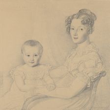 Portrait of a Mother and Child, 1823. Creator: John Linnell the Elder