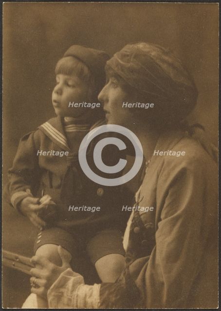 Portrait of a Mother and Child in Sailor Suit, 1907-1943. Creator: Louis Fleckenstein.