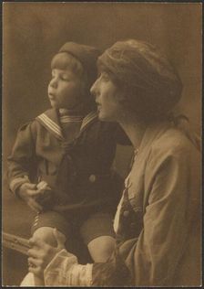 Portrait of a Mother and Child in Sailor Suit, 1907-1943. Creator: Louis Fleckenstein