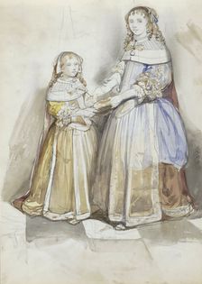 Portrait of a mother and child, probably a copy of a seventeenth-century painting, 1827-1891. Creator: Johannes Bosboom
