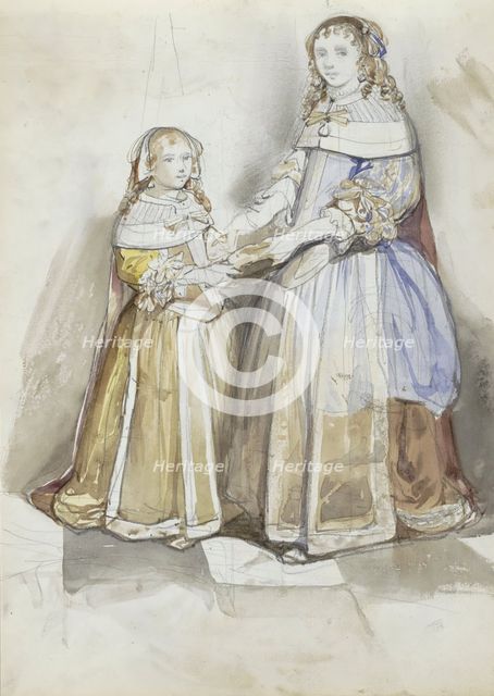 Portrait of a mother and child, probably a copy of a seventeenth-century painting, 1827-1891. Creator: Johannes Bosboom.