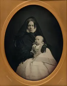 Portrait of a Mother and her Baby, about 1852-1857. Creator: Jeremiah Gurney