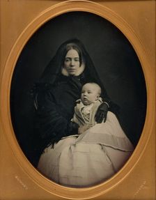 Portrait of a Mother and her Baby, about 1852-1857. Creator: Jeremiah Gurney