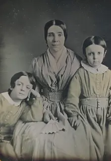 Portrait of a Mother and Two Children, 1850s. Creator: Unknown