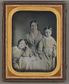 Portrait of a Mother and Two Children, 1850s. Creator: Unknown
