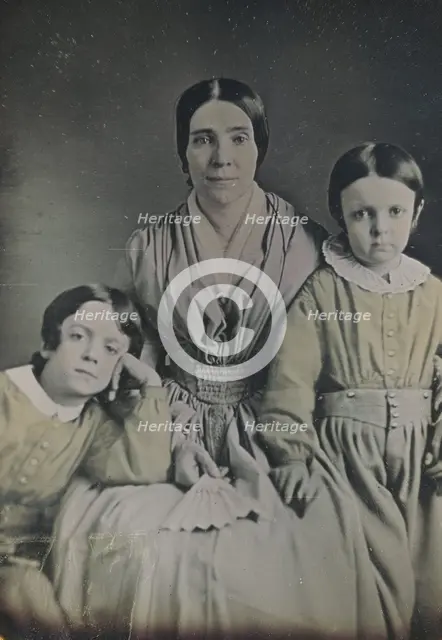 Portrait of a Mother and Two Children, 1850s. Creator: Unknown.