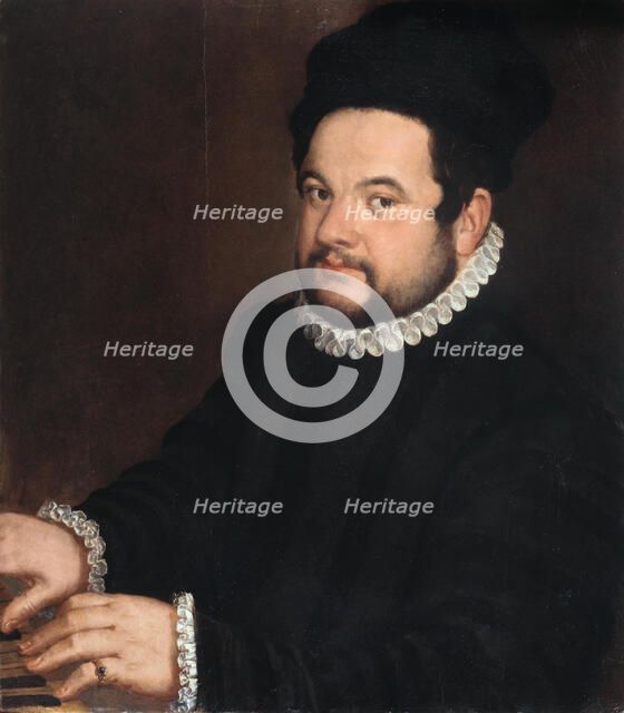 Portrait of a musician at a harpsichord, 1560-1570s. Creator: Campi; Vincenzo (1536-1591).