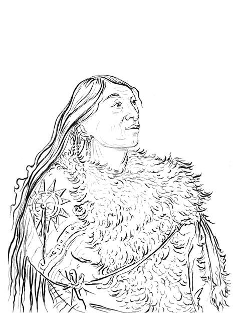 Portrait of a Native American man, 1841.Artist: Myers and Co