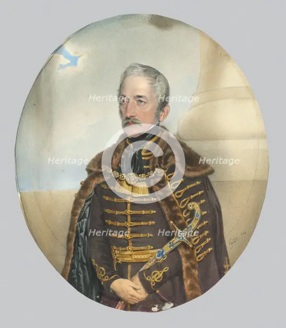 Portrait of a nobleman with a sword, 1842. Creator: Franz Eybl.