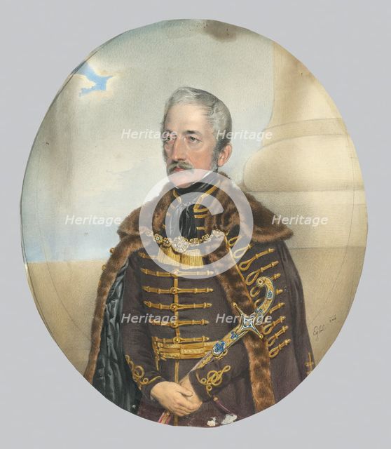 Portrait of a nobleman with a sword, 1842. Creator: Franz Eybl.
