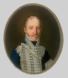 Portrait of a nobleman in a black fur coat, c1815. Creator: Jozef Czauczik