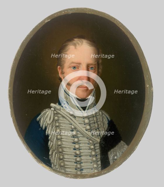 Portrait of a nobleman in a black fur coat, c1815. Creator: Jozef Czauczik.