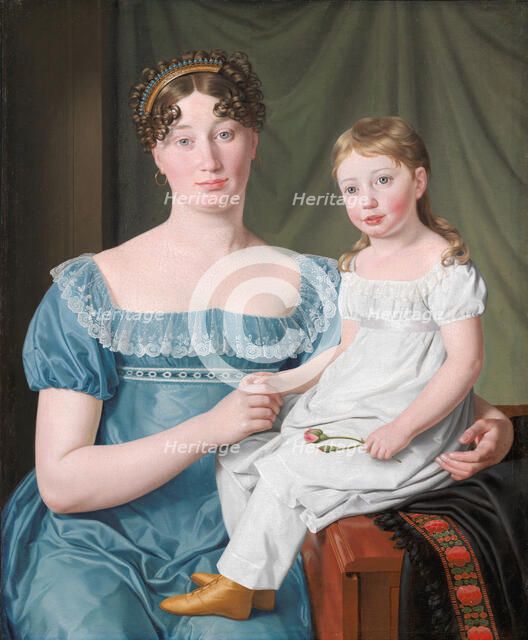 Portrait of a Noblewoman Sophie Hedvig Lovenskiold and her Three-Year-Old Daughter, 1817. Creator: CW Eckersberg.