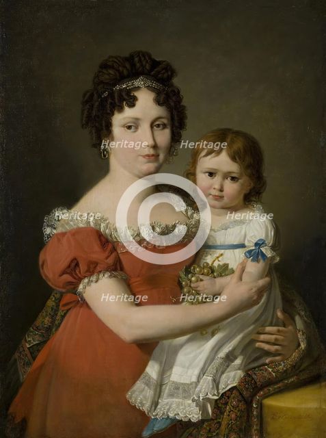 Portrait of A.P. Mailevskaya with Her Daughter, 1818. Creator: Nicolas de Courteille.