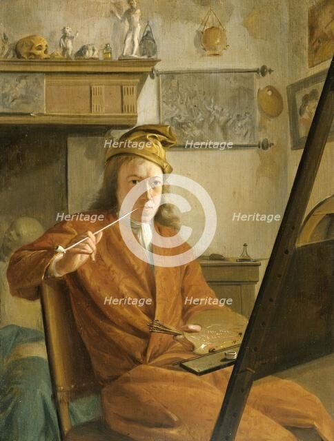 Portrait of a Painter, perhaps the Artist Himself, 1730. Creator: Aert Schouman.