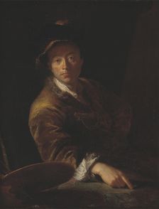 Portrait of a Painter (presumably C. L. Agricola, 1667-1719), 1714. Creator: Antoine Pesne