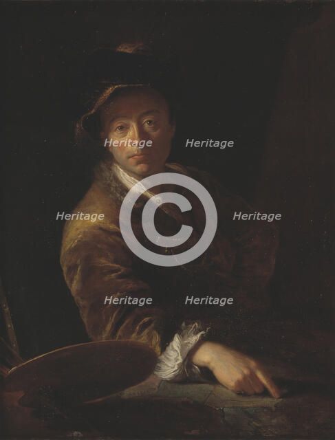 Portrait of a Painter (presumably C. L. Agricola, 1667-1719), 1714. Creator: Antoine Pesne.