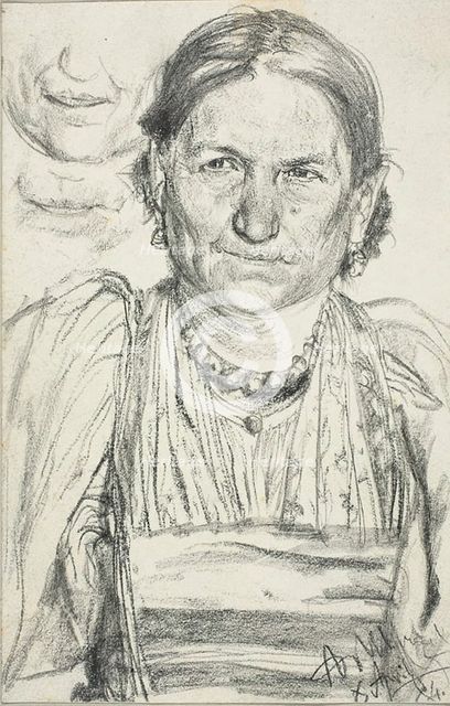 Portrait of a Peasant Woman, 1884. Creator: Adolph Menzel.
