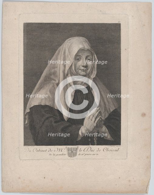 Portrait of a praying nun, ca. 1771. Creator: Carl Guttenberg.