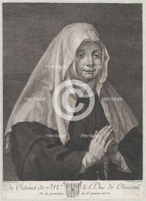Portrait of a praying nun, ca. 1771. Creator: Carl Guttenberg.
