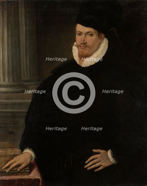 Portrait of a Red-Bearded Young Man in Black Robes, 1570. Creator: Venetian Master.
