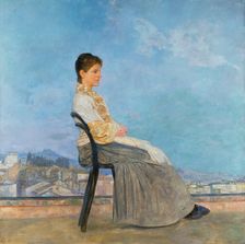 Portrait of a Roman Woman on a Flat Roof in Rome, 1891. Creator: Max Klinger