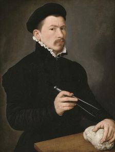 Portrait of a Sculptor, possibly Johan Gregor van der Schardt, mid 16th century. Creator: Nicolas Neufchatel