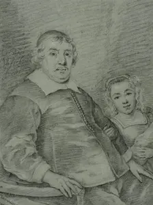 Portrait of a seated man and a young girl, c17th century. Creator: Unknown