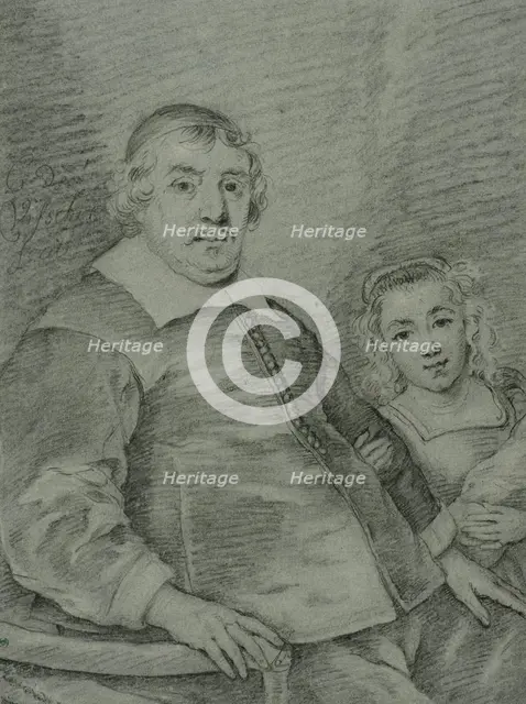 Portrait of a seated man and a young girl, c17th century. Creator: Unknown.
