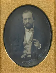 Portrait of a Seated Man Holding a Cane, 1852. Creator: Emil Mangel du Mesnil